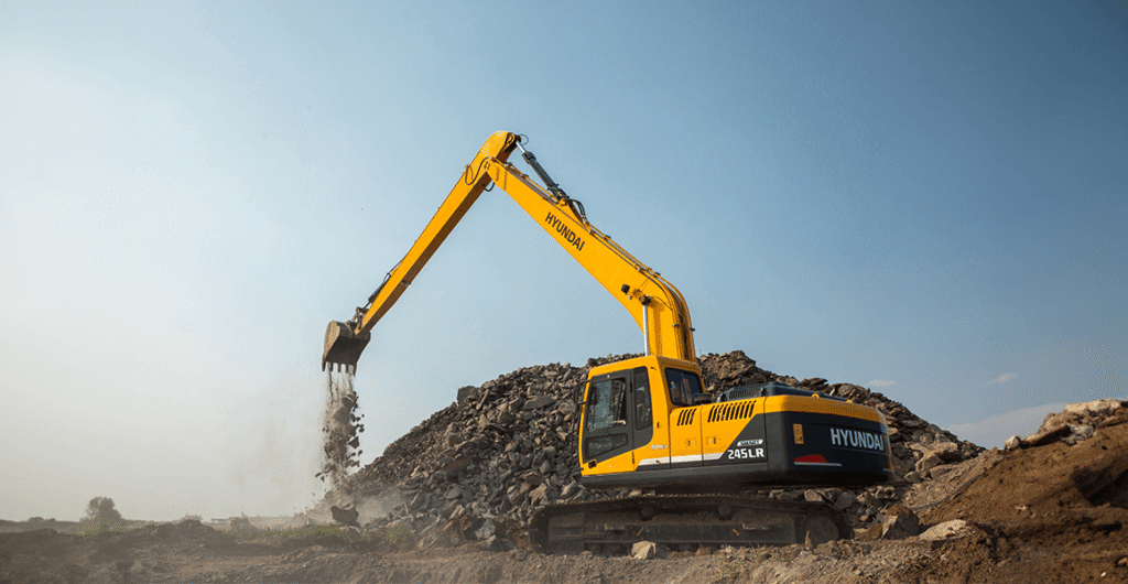Long Boom Excavator on Rent